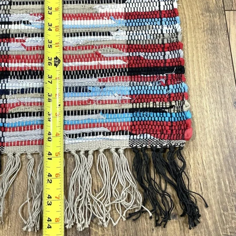 Farmhouse Handmade Woven Scatter Throw Rag Rug Cotton